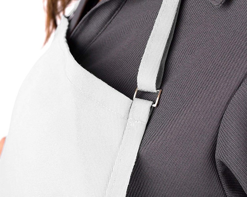 KNG White 3 Pocket Adjustable Bib Apron for Men and Women - Pack of 6 - Image 3